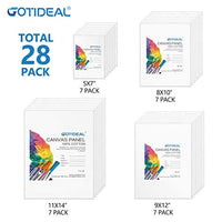 GOTIDEAL - Paneles de lona multicolor, 5 x 7 pulgadas, 8 x 10 pulgadas, 9 x 12 pulgadas, 11 x 14 pulgadas, juego de 28, blanco imprimado profesional, 100% algodón, tablas de lienzo para pintura, pintura acrílica, pintura al óleo en seco y mojado - Arteztik
