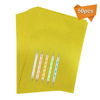 50 hojas de papel de transferencia de carbono con 5 lápices para repujado, papel de calco de carbono para lienzo, papel, madera, bricolaje, carpintería, pintura a mano (8.3 x 11.8 in) - Arteztik
