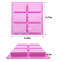 Moldes de silicona para jabón, 6 cavidades rectangulares de silicona para moldes de jabón caseros, molde para tartas, molde de chocolate y bandeja de cubitos de hielo, juego de 3 moldes (azul y verde y rosa). - Arteztik
