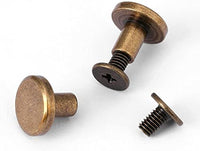 Paquete de 20 juegos remaches de uñas de tornillos de cabeza plana botón Stud, bronce Leathercraft de latón, bricolaje decoración de zapatos de Craft de metal remaches para cinturón bolsa de correa de piel, 8mm - Arteztik
