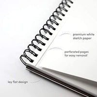 Cuaderno de bocetos 2 unidades, tapa dura encuadernado en espiral, 80 hojas, 74 libras, papel de dibujo sin ácido blanco con perforado 8.5 por 11 en páginas, para artistas profesionales y estudiantes, cubierta negra - Arteztik
