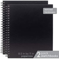 Cuaderno de bocetos 2 unidades, tapa dura encuadernado en espiral, 80 hojas, 74 libras, papel de dibujo sin ácido blanco con perforado 8.5 por 11 en páginas, para artistas profesionales y estudiantes, cubierta negra - Arteztik

