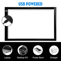 Tablero de luz LED A3 blanco ultrafino USB LED regulable para dibujar arte o dibujar - Arteztik
