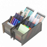 Organizador de escritorio grande de 3 piezas - Organizador de bolígrafos para oficina, escuela, suministros para el hogar, soporte de almacenamiento de bolígrafo blanco translúcido, alta capacidad, juego de 3, 12 compartimentos (soporte grande para bolígr - Arteztik
