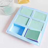 Moldes de silicona para jabón, 6 cavidades rectangulares de silicona para moldes de jabón caseros, molde para tartas, molde de chocolate y bandeja de cubitos de hielo, juego de 3 moldes (azul y verde y rosa). - Arteztik
