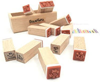 Minijuego de sellos de madera Yansanido, 12 unidades, para hacer bricolaje, con caja de madera - Arteztik
