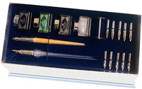 Daveliou - Juego de bolígrafos de caligrafía, 17 piezas, cristal azul y bolígrafos de madera, 10 plumas y 4 tintas, control superior - Arteztik
