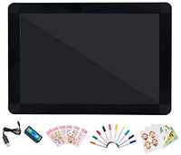 Kookoosmart - Tablero de mensajes de escritura con luz LED, tablero de dibujo con resplandor de neón, mensaje de caja intermitente, borrable y acrílico para niños, manualidades, para tienda, escuela, bar/café (15.7 x 11.8 in) - Arteztik
