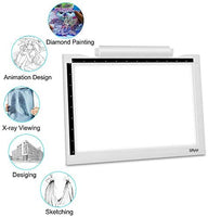 Caja de luz LED inalámbrica portátil A4 para rastrear, batería o puerto USB con bolsa de fieltro, mesa de luz LED de 5600 lux, cajas de luz de trazado Gryiyi para pintura de diamante, vinilo de deshierba (caja de luz y bolsa de transporte) - Arteztik

