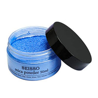 SEISSO Lake Blue Mica Powder, 50g/1.8oz Bottled Powder Pigments Colorful Natural Epoxy Resin Dye for Slime, Candle Soap Making, Bath Bomb Dyes, Cosmetic, DIY Crafts, Nail Arts - Arteztik
