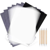 100 hojas de papel de transferencia de carbono negro con 100 hojas de papel de calco y 5 piezas de lápiz de relieve Herramientas de 11.7 x 8.3 pulgadas de papel de copia para trazar patrón en papel de madera tela de lona - Arteztik

