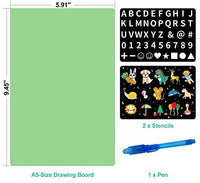Tablero de dibujo ligero para niños, ELICE A4 Light Drawing Pad Draw con luz, Magic Pad Light up Drawing Pad para niños con plumas mágicas, tablero de escritura de pintura juguetes educativos para niños pequeños niños niñas - Arteztik
