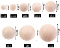 Bolas de madera redondas para manualidades, tamaño 25, 30, 35 y 1.575 in (0.984 in) - Arteztik

