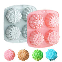 Pack de 2 moldes de jabón de silicona, 4 cacerolas en forma de flor 3D para jabón hecho en casa, molde para tartas, molde de chocolate, bandeja de cubitos de hielo, moldes de gelatina y pollitos - Arteztik
