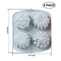 Pack de 2 moldes de jabón de silicona, 4 cacerolas en forma de flor 3D para jabón hecho en casa, molde para tartas, molde de chocolate, bandeja de cubitos de hielo, moldes de gelatina y pollitos - Arteztik
