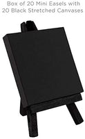 Creative Mark - Mini lienzo estirado blanco y caballete de madera natural para pinturas pequeñas, 3.0 x 3.0 in, 20 unidades, perfecto para pintar o exhibir manualidades de pequeña escala - Arteztik
