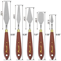DerBlue Juego de 5 cuchillos de paleta de artista de acero inoxidable, espátula, paleta, cuchillo, rascador de mezcla, herramientas de arte delgadas y flexibles para pintura al óleo, mezcla acrílica, etc. - Arteztik

