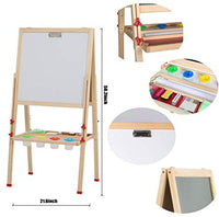 KAVAVO Caballete de madera para niños con letras magnéticas, caballete de pie ajustable, pizarra blanca de dibujo de doble cara, utilizado para la educación temprana. - Arteztik
