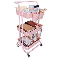 StorageWorks - Carro rodante de 3 niveles, organizador de almacenamiento con ruedas bloqueables para dormitorio, rosa, 16.7 pulgadas de largo x 14 pulgadas de ancho x 33.4 pulgadas de alto - Arteztik
