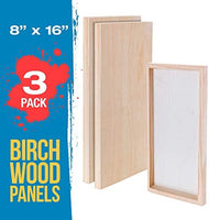 U.S. Art Supply - Tableros de madera de abedul de 7.9 x 15.7 in para paneles de pintura, cuna de 0.7 in de profundidad (paquete de 3) - Lienzo de pared de madera para artistas - Pintura para manualidades mixtas, acrílico, aceite, acuarela, encáustico - Arteztik
