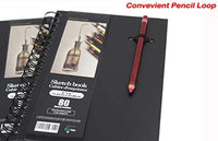 Libros de bocetos de tapa dura, paquete de 2 cuadernos de 6.0 x 9.0 in, con alambre espiral y lazo para lápiz, total de 160 hojas de bloc de bocetos, papel de dibujo sin ácido, perfecto para bolígrafo, lápiz de color, pastel y grafito. - Arteztik
