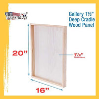 U.S. Art Supply - Tableros de madera de abedul, 16.0 x 20.0 in, base de 1.5 in de profundidad (paquete de 2) lienzos de pared de madera para artistas – Pintura de medios mixtos, acrílico, aceite, etc. - Arteztik
