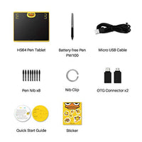 Huion HS64 - Tableta gráfica de dibujo (6,3 pulgadas x 4 pulgadas, sin batería, dispositivos Android compatibles con 8192 presión de lápiz (edición especial) - Arteztik
