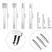 4 piezas de acero blanco 0.118 in 1/2/4/6 dientes DIY cordones costura cincel cuero artesanía con 9 piezas de ojo grande aguja de costura de cuero para proyectos de cuero puncher - Arteztik
