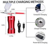 Kit de aerógrafo, aerógrafo inalámbrico de una sola acción recargable mini compresor de aire (rojo) - Arteztik
