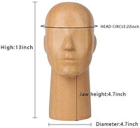 DE-LIANG maniquí de cabeza de madera para hacer sombreros, modelos de cabeza masculina para gafas, auriculares, visualización de madera de haya, color madera natural - Arteztik
