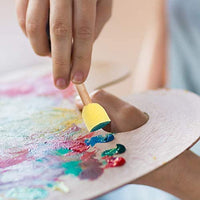 Juego de 40 esponjas redondas de espuma, pincel de pintura, mango de madera, cepillo de espuma, herramienta de pintura para niños (0.5 in) - Arteztik
