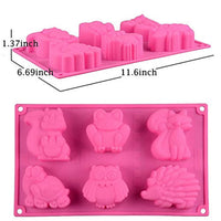 Molde de silicona para animales de bosque – MoldFun ardilla rana zorro tortuga búho erizo bandeja para cubitos de hielo, gelatina, galletas, magdalenas, pasteles, chocolate, jabón, barra de loción, cera, arcilla, cereza, yeso, hormigón - Arteztik
