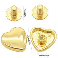 KuuGuu 30 piezas de metal pequeño de 0.66 pulgadas en forma de corazón con tachuelas de tuerca de tuerca de remaches, accesorios hechos a mano, de cuero, manualidades, tornillos para cinturón, ropa, bolso, bolso de mano, oro - Arteztik
