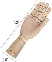 HSOMiD - Figura de mano de madera flexible para hombre, modelo de mano derecha, modelo de mano derecha, para dibujo de dibujo, pintura en casa, oficina, escritorio (12.0 in) - Arteztik

