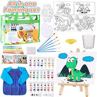 Dinonano - Kit de pintura acrílica para niños con pinceles de caballete y paleta de mezclas - Actividades artísticas y artesanales para niños y niñas de 4 a 9 años - Arteztik
