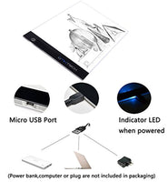 Caja de luz LED portátil ultradelgada A4 con cable de alimentación USB, intensidad regulable, para trazar manualidades, caja de luz con herramienta de pintura de diamantes 5D (141 piezas) - Arteztik
