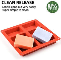 Fimary 4 moldes de silicona para jabón, 6 cavidades hechas a mano jabón moldes de silicona, 4 oz rectangular y 3.5 oz de jabón ovalado para manualidades caseras (rectangular) - Arteztik
