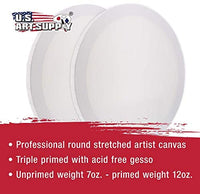 Estados Unidos Art Supply 16 inch de diámetro redondo 12 ounce imprimado gesso calidad profesional sin ácidos lona (paquete de 2) - Arteztik
