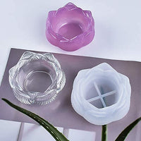 Lotus Flower Candelero de resina epoxi Moldes de fundición, para bandeja de bricolaje maceta joyería cigarrillo cenicero decoración del hogar (2 piezas) - Arteztik

