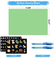 Light Drawing Board for Kids, A4 Light Drawing Pad Draw with Light, Magic Pad Light up Drawing Pad for Kids w/Magic Pens, Painting Writing Board Educational Toys for Kids Toddlers Boys Girls (A4) - Arteztik
