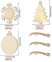 60 piezas de adornos de Navidad de madera sin terminar rebanadas con agujeros para niños, manualidades, centros de mesa de fiesta para colgar decoraciones (60 unidades) - Arteztik
