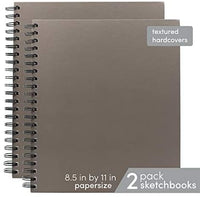 Cuaderno de bocetos 2 unidades, tapa dura encuadernado en espiral, 80 hojas, 74 libras, papel de dibujo sin ácido blanco con perforado 8.5 por 11 en páginas, para artistas profesionales y estudiantes, cubierta negra - Arteztik
