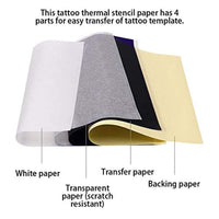 Tazay - Papel de transferencia de tatuajes, 100 hojas, 4 capas, 8.5 x 11.0 in, papel de transferencia térmica para tatuaje, copia, papel de calco y tatuajes temporales - Arteztik
