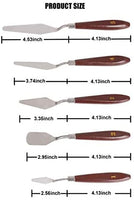 Cuchillo de pintura, 5 cuchillos de paleta de espátula con hoja de acero inoxidable y mango de madera, kit de rascador de mezcla para artistas, pintura al óleo, acuarela al óleo, manualidades, roca, pintura facial - Arteztik
