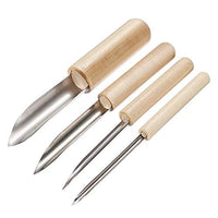 4 piezas de cortadores de agujeros semiredondos de acero inoxidable y mango de madera, arcilla de cerámica, herramientas para modelar círculos. - Arteztik
