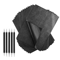 100 hojas de papel de carbón, papel de transferencia negra, papel de carbono para copiar, papel de grafito, con 5 herramientas de punteo de relieve para patrones de carpintería, papel, lienzo, manualidades artísticas - Arteztik
