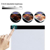 Portátil A4 caja de luz Tracer LED Tracing Light Table 3 Nivel Regulable Light Pad para Diamond Painting Weeding Vinyl Sketching Tattoo Animation Stencil con USB Cable de alimentación para niños artistas - Arteztik
