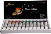 Jinzi - Pintura para vidrieras con base de laca para pintura de cristal teñido superior, pintura permanente para ventana (12 colores x 0.84 fl oz) - Arteztik
