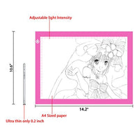 ME456 - Caja de luz LED de tamaño A4 para dibujo de tatuajes, diseño de animación, dibujo de dibujos, color rosa - Arteztik
