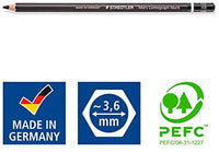 Staedtler Mars Lumograph negro, mezcla de carbono proporciona líneas de negro azabache y lápices de arte profesionales, lata de 6 lápices de dibujo negro surtidos, 100B G6 - Arteztik
